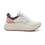 Championes deportivos Via Marte, color blanco con detalles en beige, rosa y animal print.