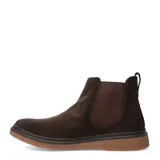 Botas Chelsea de hombre Freeway Core de cuero marrón oscuro, con paneles laterales elásticos, caña media y suela plana texturizada color caramelo.
