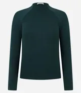 Blusa de manga larga confeccionada en viscosa acanalada, con cuello redondo y diseño de sisa raglán. Presenta un ajuste al cuerpo y textura acanalada.