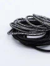 Pack de 12 coleros elásticos para el cabello, color negro y plateado con glitter.