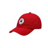 Gorra roja de algodón con visera curva y logo Converse All Star bordado en el frente.