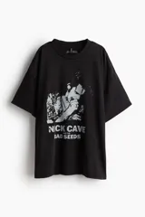 Remera negra de algodón con estampa de Nick Cave and The Bad Seeds.