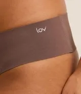 Kit de dos bombachas bikini color marrón, confeccionadas en microfibra ligera sin estampa, con cintura ancha y forro de algodón.