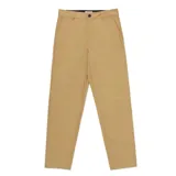 Pantalon tipo chino de corte recto, color beige, con cierre de boton y cremallera, bolsillos laterales y traseros.