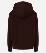 Buzo de algodón con felpa, color bordó, con capucha estructurada, bolsillo canguro delantero y puños canelados.