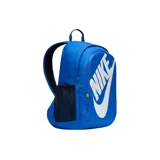 Mochila Nike Sportswear Hayward Futura 2.0 color azul con logo blanco estampado. Tiene un compartimento principal grande y espalda acolchada con malla.