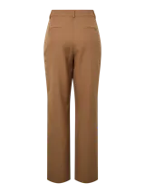 Pantalón de tiro medio color azul marino, de corte recto y largo al tobillo, con trabillas para cinto.