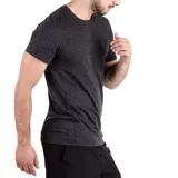 Remera de hombre Topper de corte clásico y cuello redondo, confeccionada en tejido técnico de color negro con efecto jaspeado.
