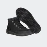 Botas Hey Dude Bradley Classic de caña media, color gris oscuro, con cordones verdes y suela marrón.