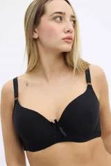 Soutien armado azul con aro, copas preformadas y breteles regulables.