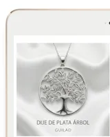 Dije redondo de plata 925 con diseño calado del Árbol de la Vida, adornado con circonias. Incluye cadena de plata fina.