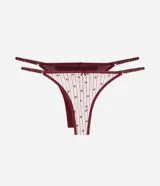Pack de dos bombachas colaless de algodón con tirantes finos ajustables y detalle de lazo pequeño en el frente. Una pieza presenta estampado de corazones sobre rayas verticales y la otra es lisa.