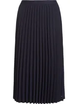 Falda midi plisada azul marino de poliéster reciclado, con cintura elástica con logo tonal de Tommy Hilfiger bordado y logo esmaltado en el bajo.