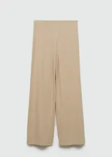 Pantalón de corte recto y diseño fluido, confeccionado en una mezcla de viscosa y poliamida. Presenta un cierre de cremallera invisible en el lateral y un diseño largo.