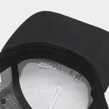 Gorro negro tipo trucker con logo de la marca Stance bordado en blanco en el frente.