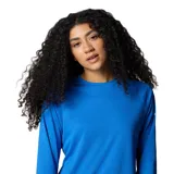 Remera de manga larga Columbia modelo PFG Solar Stream, color azul vibrante, con tecnología de protección solar y absorción de humedad. Presenta cuello redondo y puños extendidos para mayor cobertura.