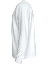 Remera blanca de manga larga Calvin Klein Jeans con cuello redondo y logo estampado en el pecho.