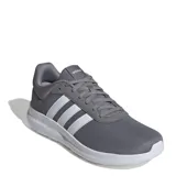 Championes urbanos Adidas modelo Lite Racer 4.0, color gris con las icónicas tres tiras laterales en blanco. Presentan una parte superior de malla textil transpirable y una entresuela Cloudfoam que proporciona una amortiguación ligera y cómoda.