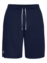 Short deportivo Under Armour de corte holgado, confeccionado en tejido ligero y transpirable. Presenta un diseño liso en color azul marino con el logo de la marca en la parte inferior de la pierna.