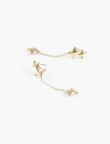 Aros colgantes dorados de acero quirúrgico hipoalergénico, con cadena fina y dije de estrella.