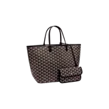 Bolso tote Goyard Saint Louis PM en color negro con el característico estampado geométrico chevron de la marca en tonos marrones y blancos, e incluye un monedero desmontable a juego.
