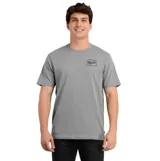 Remera de manga corta color gris, con cuello redondo y logo de la marca O'Neill estampado en el pecho izquierdo dentro de un recuadro.