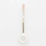 Bombilla para mate de plata y oro, con apliques y boquilla de oro.