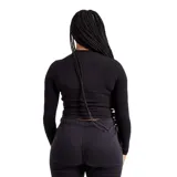 Remera crop de manga larga color negro con logo de Dickies bordado en el pecho.