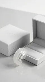 Anillo de diseño moderno y voluminoso, con acabado traslúcido y líneas horizontales grabadas en relieve.