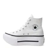 Championes de lona blancos de caña alta, con plataforma doble y cordones. Presentan puntera de goma y entresuela de EVA para amortiguación. Modelo unisex.