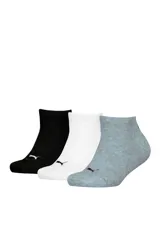Pack de tres pares de medias cortas Puma de color blanco con el logo de la marca bordado en negro en la puntera.