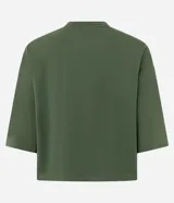 Remera de corte cropped confeccionada en algodón, con cuello redondo y mangas cortas. Presenta un diseño básico y versátil de calce holgado.