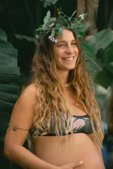 Top de plumetti con estampado Blue Selva, con espalda deportiva.