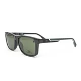 Armazón de lentes Lacoste con diseño rectangular y marco de acetato negro. Incluye sistema clip-on para convertir en lentes de sol.