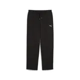 Pantalón de jogging Puma de corte relajado, color negro, con cintura elástica y logo de la marca bordado en blanco en la pierna izquierda.