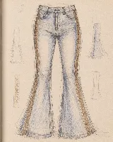 Jeans oxford de tiro alto color azul, con aplicaciones laterales de cuero color suela unidas mediante un delicado trabajo de lazado en cruz a lo largo de las piernas.