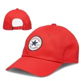 Gorro tipo baseball de la marca Converse, color azul marino, con parche circular bordado en el frente que incluye el logo clásico de la marca.