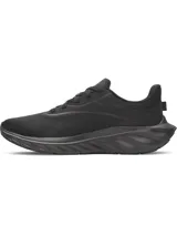 Championes de running Under Armour Ascend de color negro, confeccionados con malla ligera y transpirable en la parte superior. Cuentan con refuerzos en el mediopié, amortiguación Charged+ Cushioning en la entresuela para mayor absorción de impactos y suela exterior de goma resistente. Presentan cordones estándar y el logo de la marca discretamente grabado en el lateral y talón.