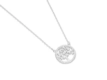Collar de plata 925 con dije calado de árbol de la vida con circonias.