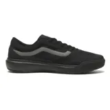 Championes Vans modelo Ultrarange 2.0, de diseño deportivo y ligero en color negro. Presentan una construcción en malla transpirable con refuerzos sintéticos, puntera de goma moldeada y la icónica banda lateral Sidestripe en tono gris oscuro. Cuentan con entresuela UltraCush Lite para mayor amortiguación y suela dentada para mejor tracción.