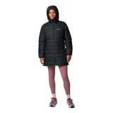 Campera tipo parka acolchada de color negro con tecnología termorreflectante Omni-Heat y tratamiento repelente Omni-Shield. Cuenta con capucha integrada, cierre frontal completo, bolsillos laterales con cremallera y puños elásticos.