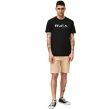 Remera negra de manga corta con logo RVCA estampado en blanco en el pecho.