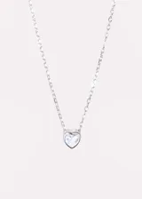 Collar de plata 925 con cadena modelo forcet y dije de corazón con zirconia.