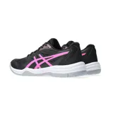 Championes Asics Upcourt 5 negros con detalles en rosa.