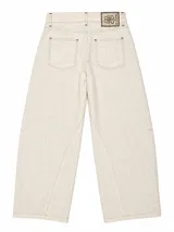 Pantalón de tiro bajo y fit barrel confeccionado en mezcla de lino y algodón, con costuras pespunteadas a contratono y bolsillos delanteros.