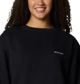 Buzo de cuello redondo Columbia, modelo Aldermore Crew, de corte oversize y color negro. Presenta puños y dobladillo acanalados, con el logo de la marca bordado en el pecho.