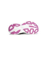 Championes de running Hoka Bondi 8 para mujer, color negro con detalles en amarillo, rosa y celeste. Capellada de malla técnica, entresuela de espuma ligera y suela de goma Durabrasion.