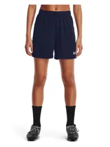 Short deportivo Under Armour modelo Golazo 3.0, color azul marino, con cintura elástica y logo de la marca estampado en el lateral. Confeccionado en tejido técnico de secado rápido con aberturas laterales en el bajo.