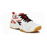 Championes Diadora Netjumper ID para voleibol, color blanco con detalles en rojo y negro.