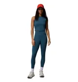 Calza deportiva larga Columbia modelo Loneridge Legging, color azul, con cintura alta de compresión y tecnología hidroabsorbente Omni-Wick.